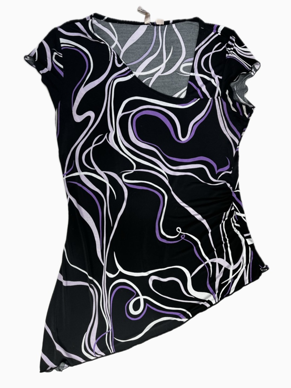 Susan Lawrence Black and Lavender Abstract Wave Top